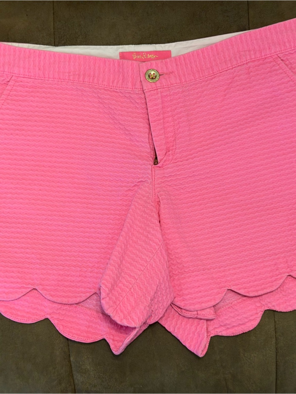 Lilly Pulitzer Bright Pink Scallop-Hem Bermuda Shorts